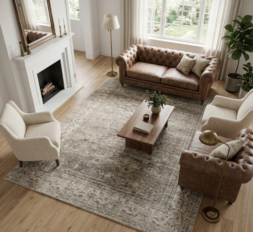 Abstract Area Rugs for Living Room 6x9 Washable Non Slip Low Pile Gray Rugs for Bedroom Dining Room Foldable Thin Beige Gray