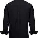 DiBanGu Men's Dress Shirt Long Sleeve Regular Fit Button Down Shirts with Collar Pin Inner Contrast Color Shirt (Black and Blue)