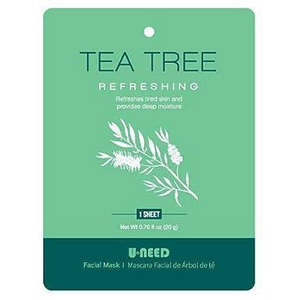 Uneed Tes Tree Refreshing Facial Mask, 0.70 fl oz/20 g, 10 pcs