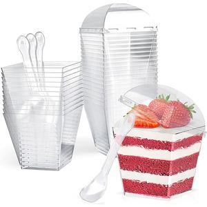 30 Pcs Dessert Cups, 200ml/7oz Square Cheesecake Pots, Reusable Cake Cups for Dessert with Pudding Mousse Ice Iream