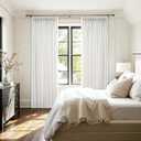 100 Inch Extra Wide Pinch Pleated Linen Curtains 84 Inch Length for Living Room Bedroom Natural Cream Beige Privacy Drapes Light Filtering for Patio Sliding Door 84 Inches Long Hooks Clips Rings