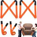 Moving Straps, 2-Person Lifting and Moving System Adjustable Shoulder Lifting for Move, Lift, Carry, Secure Furniture, Appliances, Mattresses, Heavy Objects up to 800lbs, Safely and Easily Like a Pro, Orange