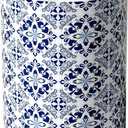 Ceramic Kitchen Utensil Holder for Countertop, Embossed Pattern Crock with Kiln-Fired Finish, Counter Organizer for Cooking Tools ,Blue
