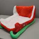 2025 New Christmas Sleigh Dog Beds, Interesting Red Christmas Cat Dog Bed, Holiday Plush Pet Bed with Synthetic Fur, Christma Holiday Themed Pet Bed, Washable and Highly Durable