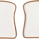 Toast Shape Ceramic Plate Family Restaurant Handmade Cutlery Bread Plate Cake Plate 2-piece Package (Brown)