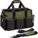 Ytonet Wearable Cleaning Caddy Organizer with Handle & Shoulder Straps, Large Cleaning Bag for Housekeepers, Kitchen Supplies Organizer with Dividers, Under Sink & Car Detailing Bag, Green