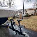 Boat Trailer Step, Heavy Duty Steel 3 Steps Ladder for Boat Trailer Tongue with Left or Right Adjustable Handrail, 450lbs Capacity, Black