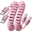LISEN Pink USB C Cable, Gifts for Women Men 2 Pack for Android Auto & CarPlay Cable, Type C Charger Pink Compatible with iPhone 17/16 Galaxy S25/S24 Car Accessories for Women Wife Girlfriend Sisters (4FT)