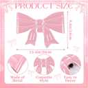 Gejoy Pink Bow Christmas Tree Topper Metal Bow Tree Topper 13.4 x 9.4 Inch Coquette Pink Christmas Ornament for Xmas Party Table Home Decorations