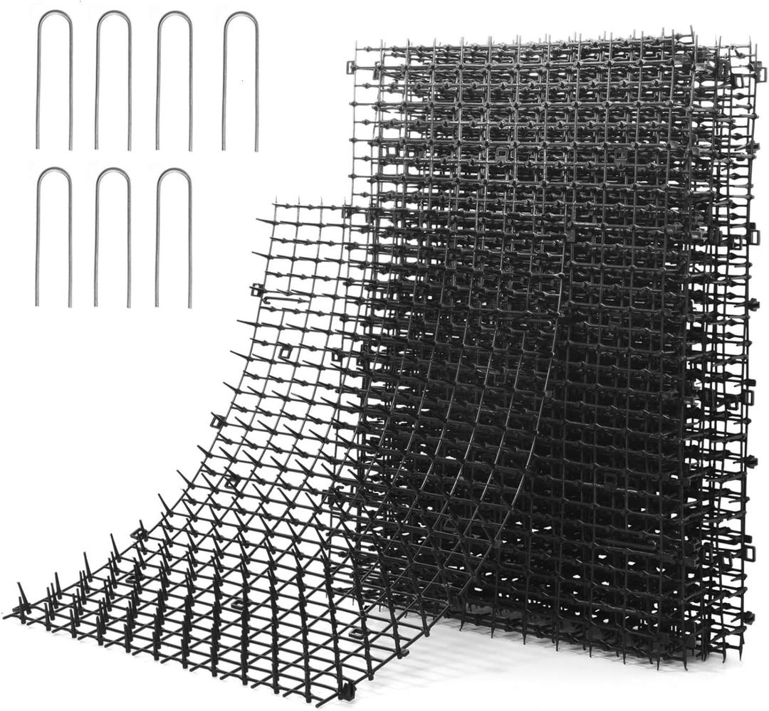 Pomeat 10 PCS Scat Mat for Cats Indoor 16" x 12" with Spikes Sprickle, Digging Deterrent for Dogs, Outdoor for Garden and Fence with 7 Staples