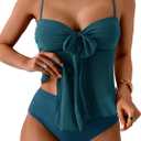 B2prity Tankini Swimsuits for Women, Tummy Control Flowy Mesh Tops, High Waisted Bottoms, Coquette 2 Piece Bathing Suits, Large