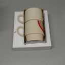 Slant Collections Set of 2 Stackable Ceramic Coffee/Tea Mugs, 14-Ounce, Rainbows, Beige