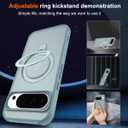 CHAOFEnG Magnetic Compatible with Google Pixel 10 & Pixel 10 Pro Case with Stand [Military Grade Drop Tested][Compatible with Magnet] Ring Translucent Slim Hard Back Soft Edge, Teal Green