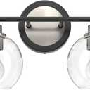 VONLUCE Bathroom Light Fixtures, 2-Light Vanity Light with Globe Glass Shades E26 Sockets, Bathroom Lights Over Mirror for Bedroom Hallway Living Room, Black & Nickel Finish