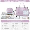 Weekender Bags for Women,Travel Duffle Overnight Bag with Shoe Compartment,Personal Item Carry On Bag,Purple,Extra Large,3 Pcs Set