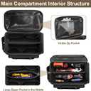 Rexmica 14-Inch Tool Bag with Anti-friction Bottom, Hand Tool Storage Organizer for Men, Tactical Range Bag, Multi-purpose Work Tote for Repairman, Carpenters, Handyman, Black