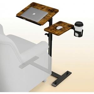 Aothia Small Standing Desk Rolling Table Adjustable Height, Laptop Mobile Stand with Wheels, Overbed Table, Portable Computer Workstation with Tiltable Desktop for Teacher Classroom Home Office, Brown