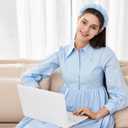 2 x Spa Terry Cloth Facial Headbands, Set of 2 Skincare Combo Pack - Puffy Makeup Headbands for Face Washing and Masks (Blue + Dark Khaki)