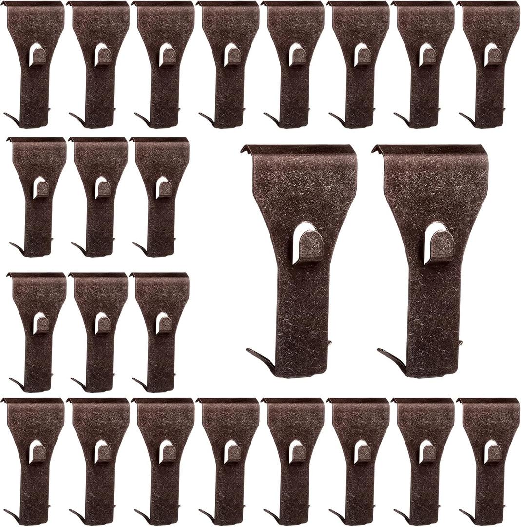 Ripeng 24 Pieces Brick Wall Clips and Hooks for Hanging Outdoors No Drill, Brick Hangers Fit 2-1/4 to 2-3/8 Inch Hooks to Hang Wall Decor, Pictures, Christmas Decorations Hangers (Copper Red)