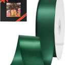 LIUYAXI Double Faced Forest Green Stain Ribbon, 1-1/2" X 50 Yards, Use for Gift Wrapping, Flower Bouquets, Bows Making, Wedding Decoration, Christmas
