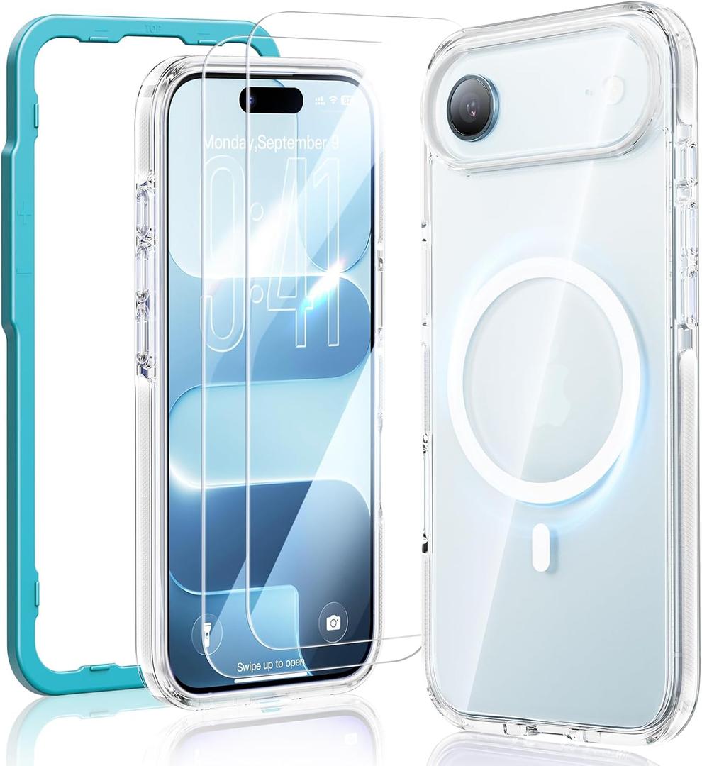 SMARTDEVIL 4 in 1 Magnetic MagSafe Case for iPhone Air, Magnetic Clear Shockproof Cover with 2 Screen Protectors, Military Grade Drop Protection Shockproof Slim Phone Case (White)