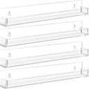 4 Pack Clear Nail Polish Rack Wall Mounted,15 inch Invisible Acrylic Floating Bookshelf,Small Toy Storage Wall Shelf Modern Picture Ledge Vinyl Record Display Shelf Holder