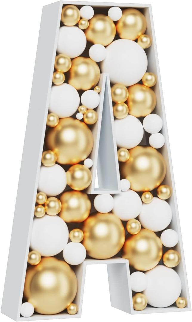 3FT Large Marquee Letters Mosaic Balloon Frame Pre-cut Foam Board Marquee Light Up Letters A for Birthday Party Decorations,Wedding,Baby Shower DIY Party Supplies (Letter A)