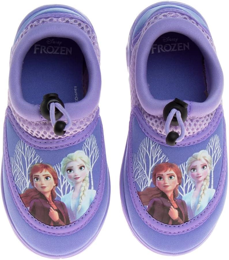 Disney Frozen Water Shoes for Girls- Pool Aqua Socks for Kids- Anna Elsa Sandals Princess Bungee Waterproof Beach Slides Sport Character Summer Slip-on Quick Dry (Toddler/Little Kid), Siz 9/10