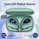 Wireless Earbuds Bluetooth 5.3 Headphones 90 Hrs Playtime Ear buds with Wireless Charging Case Power Display Over-ear Earphones with Earhooks Waterproof Stereo Headset for Android phone Workout Green