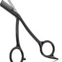 BEZOX Eyebrow Scissors with Comb - Stainless Steel Eyebrow Trimmer for Women and Men, Precision Eye Brow Comb Scissors, Sleek Eyebrows Shaping Grooming Kit - Black