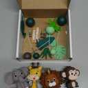 19pcs Safari Animal Cake Topper - Jungle Wild Cake Toppers with Leaves Balls Cake Decorations for Safari Animals Themed Birthday Party Decorations (Safari Animal Style)