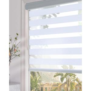 Persilux Blackout Zebra Roller Shades Blinds (35" W X 64" H, Light Grey) Dual Layer Roller Sheer Shades Light Filtering Day and Night Privacy Window Shades Blinds for Home and Office, Easy to Install (03. Light Grey)