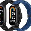 TumpCez Braided Bands Compatible with Xiaomi Smart Band 10 9 8 Straps for Women Men (Black+Atlantic Blue)
