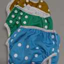 Leekalos One Size Adjustable Reusable Swim Diaper Boys & Girls, Swim Diapers for Baby Shower Gifts & Swimming Lessons, Pack of 3 (Jade, Aqua, Gold, Large)