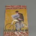 Cycling Tin Sign Antique Vintage Metal Poster Never Underestimate An Old Man With A Bicycle Wall Art Hanging Plaque For Farm Bedroom Garage Bathroom Club Man Cave Bar Cafe Wall Decoration 8x12 Inch