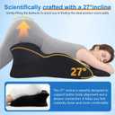Memory Foam Wedge Pillow, Ergonomic Contoured Intimacy Pillow, 27 Angled Neck Support Pillow Back Support Cushion, Multi-Functional Bed Position Pillow with Removable Cover Black