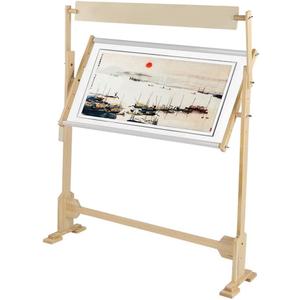 Adjustable Embroidery Stand, Wooden Frame Cross Stitch Floor Stand 360 Rotated Needlework Stand Holder Lap Table Craft Sewing Tool with Scroll Frame