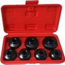 7PCS 3/8" Drive Oil Filter Socket Set, Cap Wrench Removal Tool Kit Includes 24, 27, 29,30, 32, 36, 38mm, Metric Oil Filter Wrench Remover Installer Tool Set for BMW, VW, Mercedes Benz