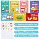 2 x Joyseller 35 Pack Valentines Cards for Kids - Cute Kids Valentines Cards with Envelopes & Scratch and Sniff Stickers - Food Pun Valentines Day Card for Classroom Exchange School Activity