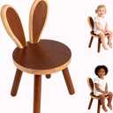 Bunny Chair for Kids 1-4 Years, Wooden Base with Removable Cushion,Anti-Tip Toddler Stool,Baby Nursery Decor Gift,Rabbit Design1pack/Brown (Camel)