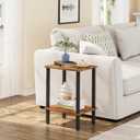 TUTOTAK End Table, Side Table, Nightstand, 2-Tier Storage Shelf, Sofa Side Table for Small Space, Living Room, Bed Room Brown and Black TB01BB034