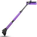 HEEYA 44 Inch Snow Brush for SUV, Ice Scraper for Car Windshield Window, Extendable Snow Scraper and Brush with Comfortable Foam Grip for Truck Vehicle Automobile - Purple