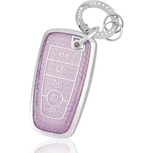 for Ford Key Fob Cover with Keychain, Soft TPU Protection Fob Case Compatible with Explorer Fusion Escape Edge Expedition F150 F250 F350 F450 F550 Maverick Mustang Smart Key, Purple