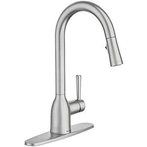 Moen 87233SRS Adler One-Handle High Arc Pulldown Kitchen Faucet with Power Clean, 24.7" L x 12.3" W x 14.6" H, Spot Resist Stainless Moen 87233SRS Adler One-Handle High Arc Pulldown Kitchen Faucet with Power Clean, 24.7" L x 12.3" W x 14.6" H, Spot Resist Stainless
