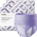 Amazon Brand - Solimo Incontinence & Postpartum Underwear for Women, Maximum Absorbency, Large, 54 Count, 3 Packs of 18, Lavender