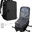 SEAFEW Large Travel Backpack with Vacuum Seal Compression, Vacuum Travel Flight Backpack with Electric Pump, Waterproof Work Backpack Compression bags Casual Daypack with Shoe Compartment, Black