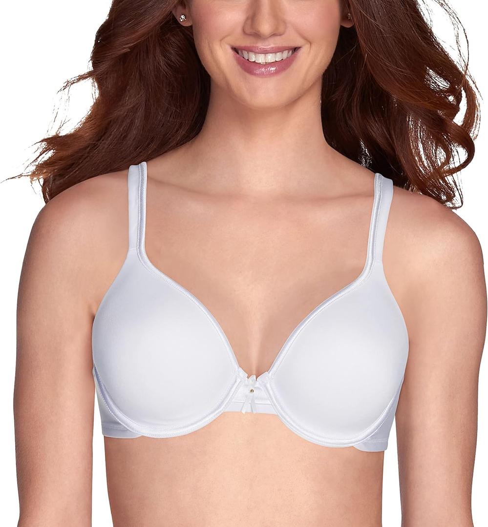 Vanity Fair Women's Bra with 2-Way Convertible Straps, Body Caress Full Coverage, Lightly Lined Cups up to DD (Underwire - White) 36DD