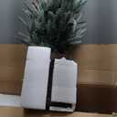 3ft Christmas Tree 2 Set, Pre-Lit Artificial Christmas Tree with Vintage Potted Base, Flocked Snow 70 Warm White LED Lights Red Berries, Festival Decoration Xmas Holiday Decor for Home, Entrances