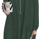 Poetsky Long Shirts for Women to Wear with Leggings Long Sleeve Tunic Tops Loose Fit Dressy Tunic Sweaters with Pockets S-3XL (Green, M)