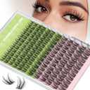 KEYYOU Fairy Angel Lash Clusters Manga Lash Extension D Curl 144Pcs Eyelash Extension Wispy Natural Invisible Band Lash with Waterproof DIY Lash Extension at Home(Angel-D-8-18MIX)